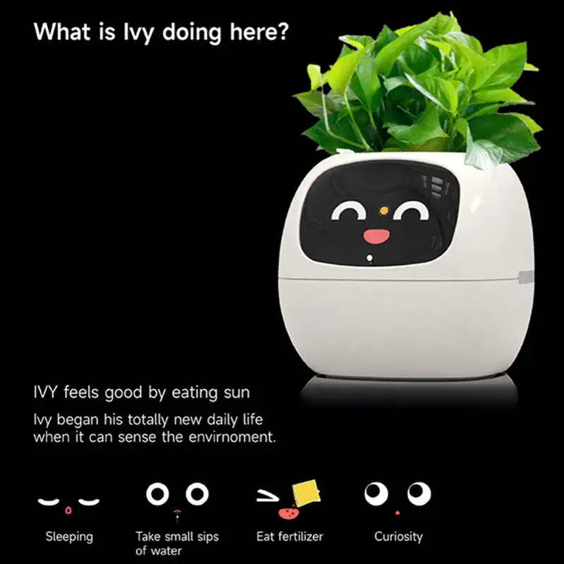 Smart Pet Planter Robot Guidance on Plant Care with Emojis