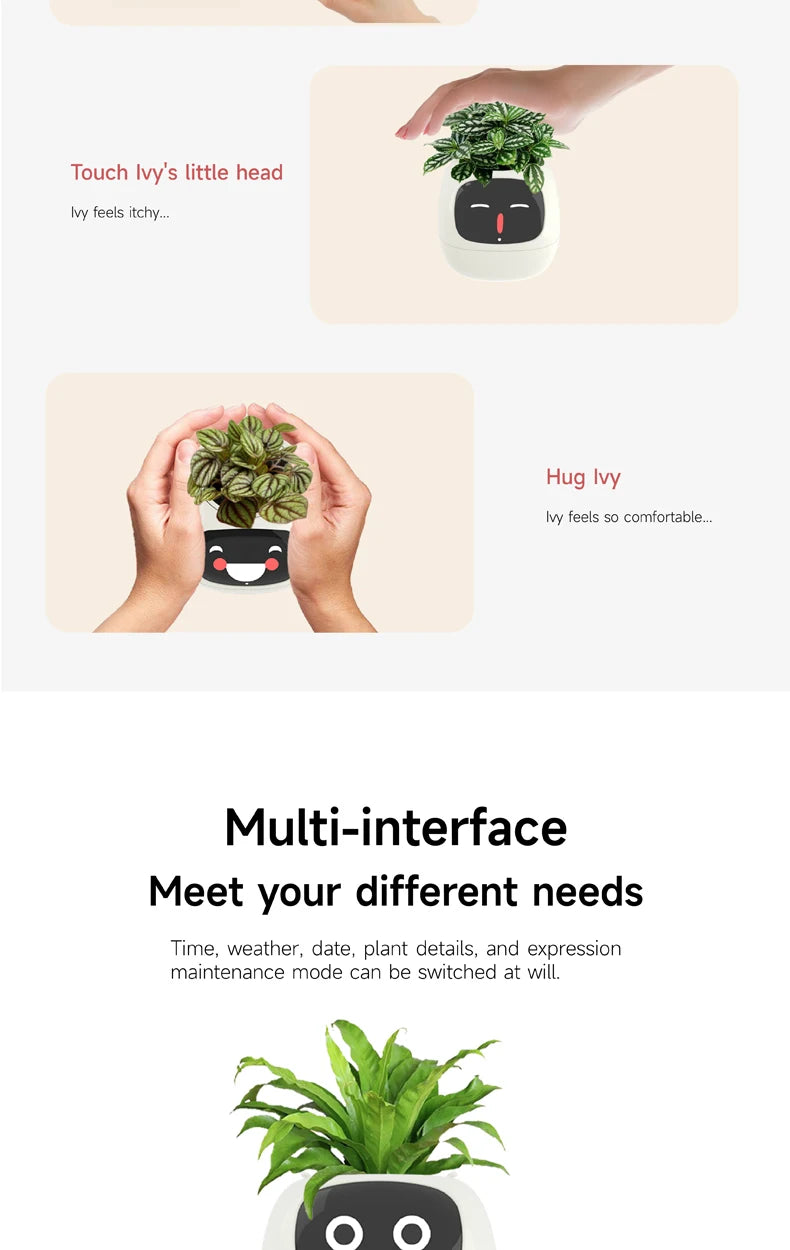 Smart Pet Planter Robot Guidance on Plant Care with Emojis