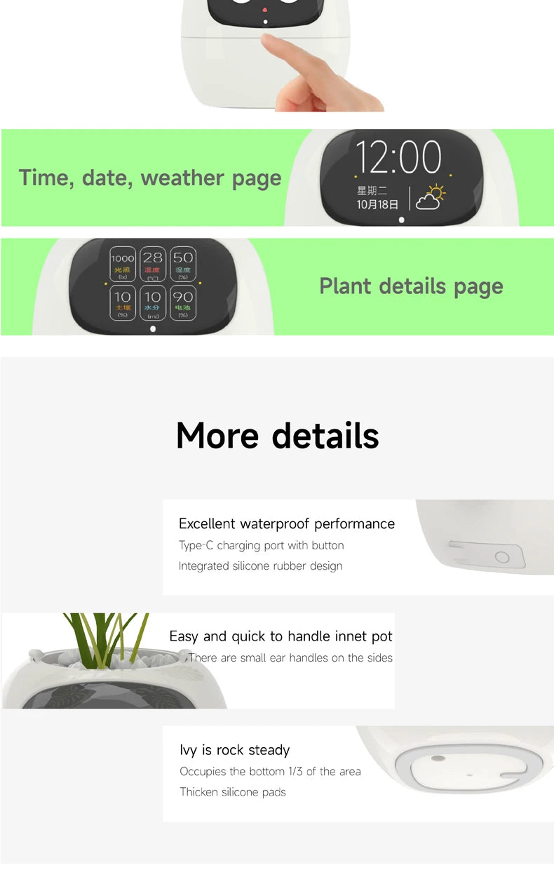 Smart Pet Planter Robot Guidance on Plant Care with Emojis