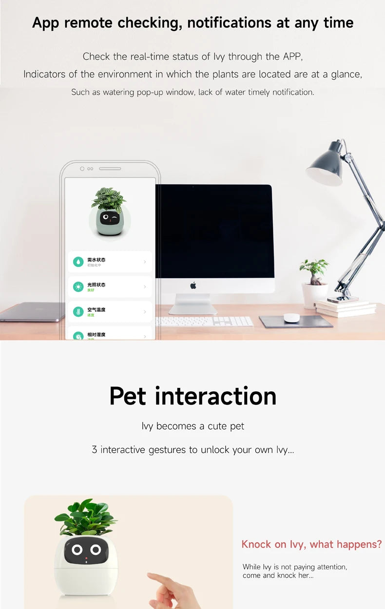 Smart Pet Planter Robot Guidance on Plant Care with Emojis