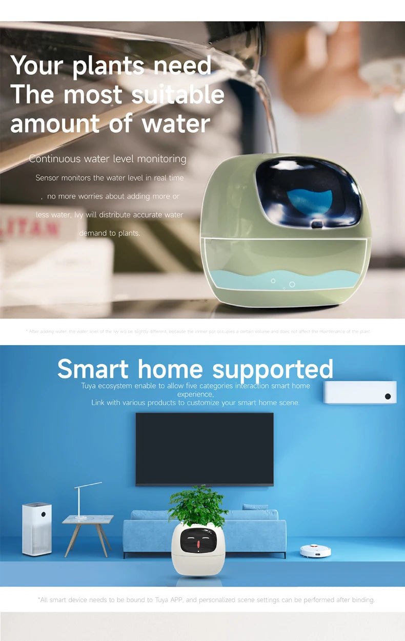 Smart Pet Planter Robot Guidance on Plant Care with Emojis