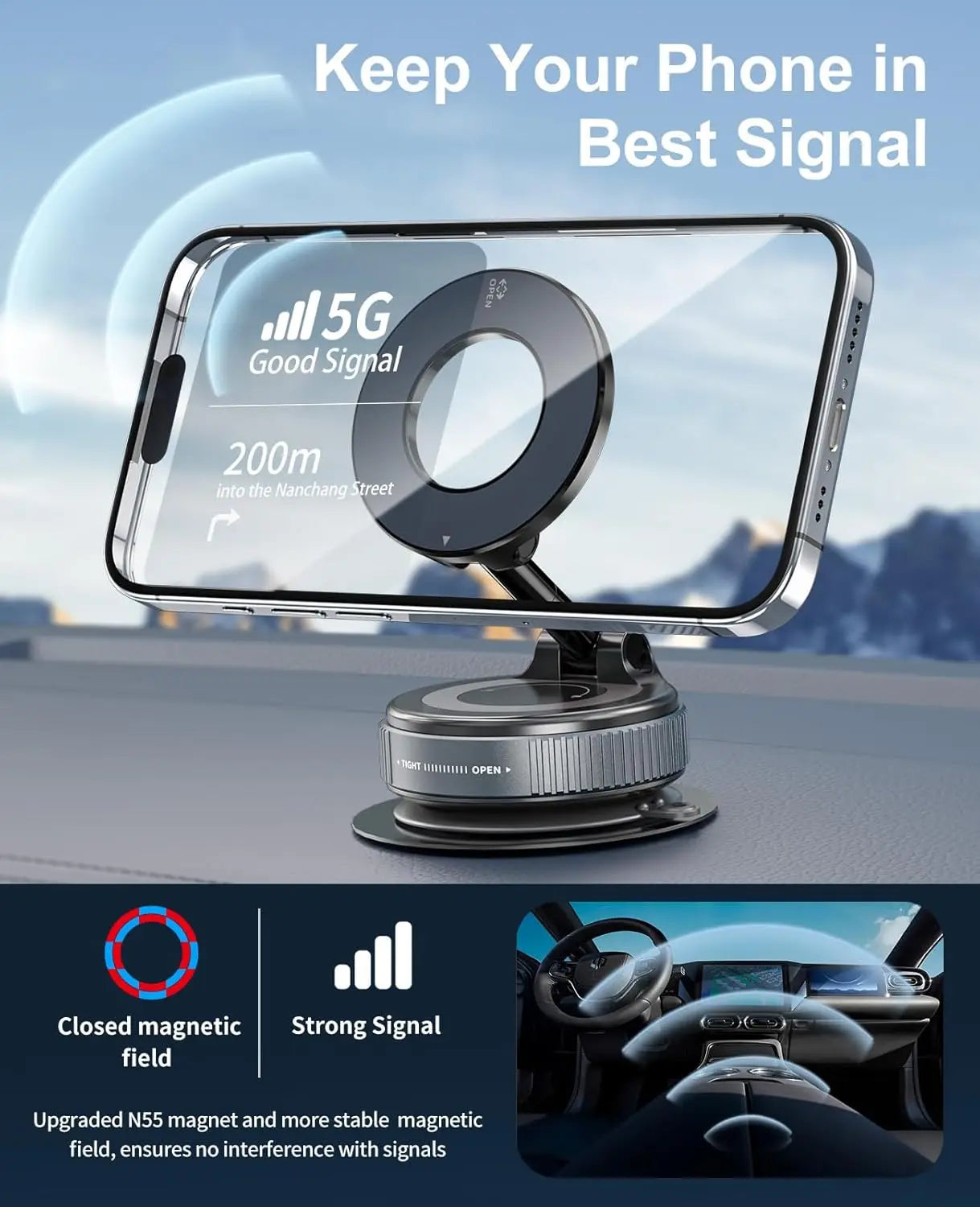 Vacuum Suction Magnetic Phone Holder
